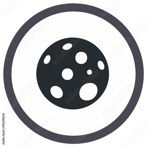 Simple moon or planet vector symbol with craters for space and astronomy concepts