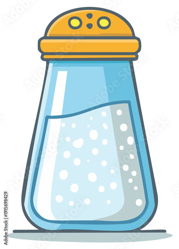 Cartoon Style Salt Shaker Icon Filled with Salt Crystals Cooking Seasoning Condiment