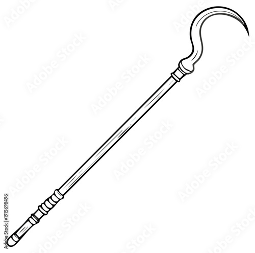 Ancient Egyptian crook and flail symbol vector line art drawing