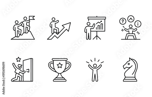 Collection of vector icons representing achievement and quality certification