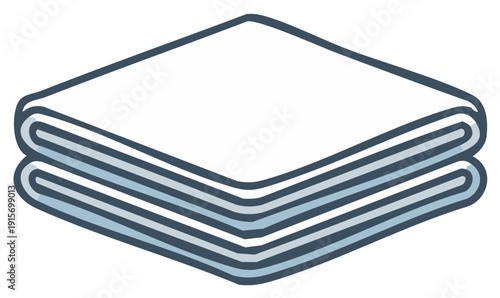 Minimalist flat design icon of neatly folded white towels stack for laundry hygiene
