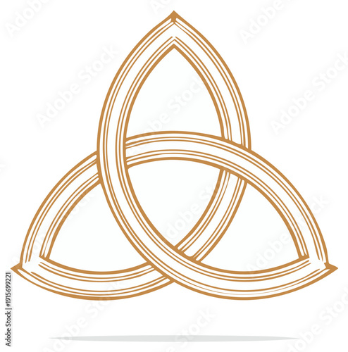 Elegant Gold Celtic Trinity Knot Triquetra Symbol Vector Illustration