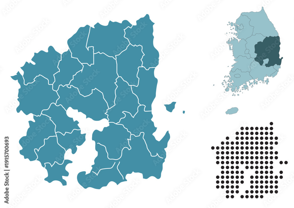 Fototapeta premium Set maps of North Gyeongsang Province