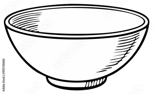 Empty Ceramic Bowl Simple Line Art Illustration Graphic Drawing