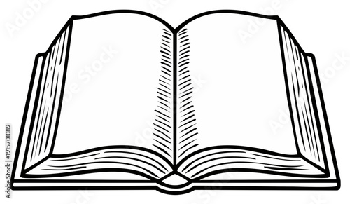 Open book illustration for storytelling and education with blank pages ready for content