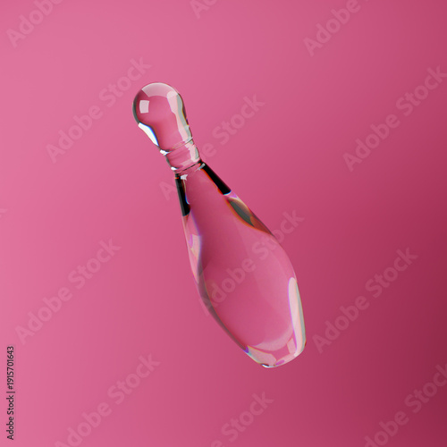 Slika na platnu Glass bowling skittle isolated over pink background