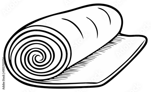 Rolled yoga mat cartoon illustration for exercise and fitness concept