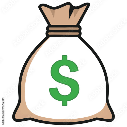 Illustration of a money bag with a dollar sign symbolizing wealth