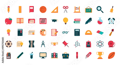 School and education icons set Free Vector