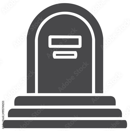Simple Gravestone Icon with Arch and Steps