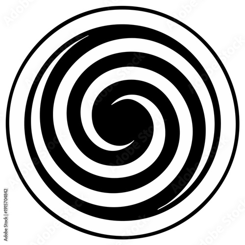Black and white spiral optical illusion hypnotic vortex graphic design