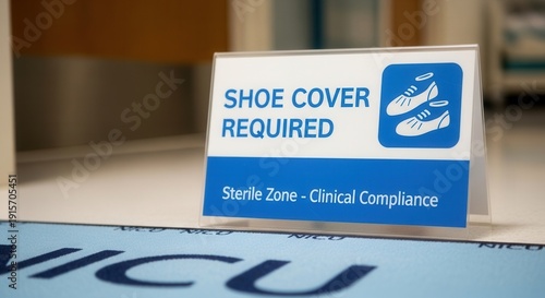 Wallpaper Mural Hospital Hygiene Sign: Shoe Covers Required for Sterile Zones and Patient Safety Torontodigital.ca
