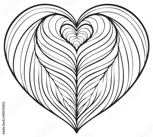 Abstract heart design with intricate lines and floral patterns for artistic appeal