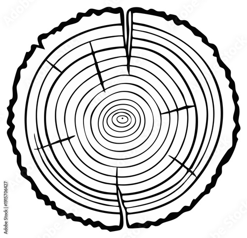 Stylized Tree Ring Cross-Section Illustration