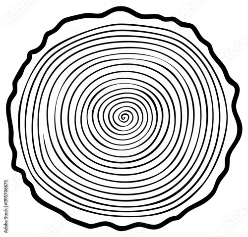 Black and white tree rings showing growth, abstract, natural, pattern, graphic