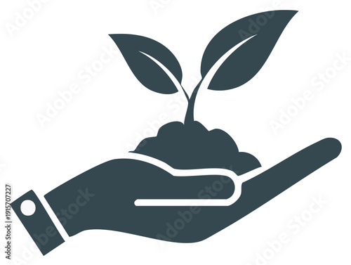 Hand Holding Young Plant Showing Growth Germination and Caring for the Environment