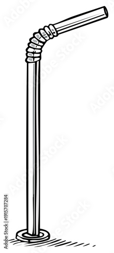 Cartoon Illustration of Drinking Straw Flexible Plastic Tube Graphic