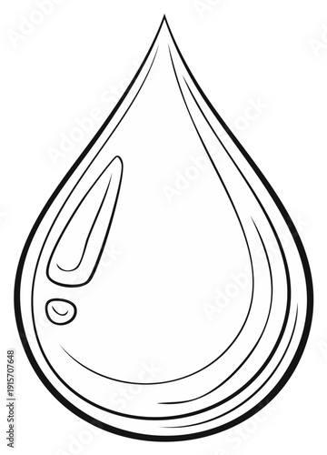 Clean fresh water drop line art vector graphic symbol illustration