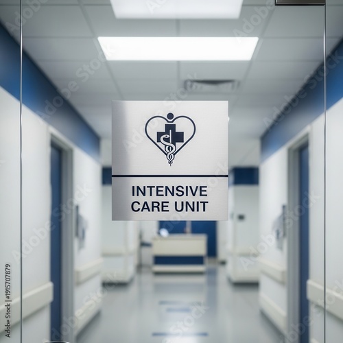 Hospital Interior Perspective: Intensive Care Unit Signage in Modern Healthcare Environment