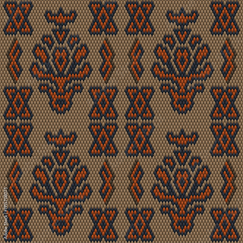 Pattern  seamless, ornament  ethnic, folk, geometric, mosaic for fabrics, interiors, ceramics and furniture in the Latin American style.