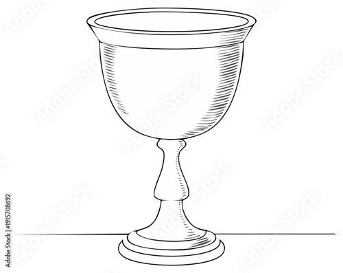 Elegant chalice goblet illustration with detailed etching and pedestal base isolated on white