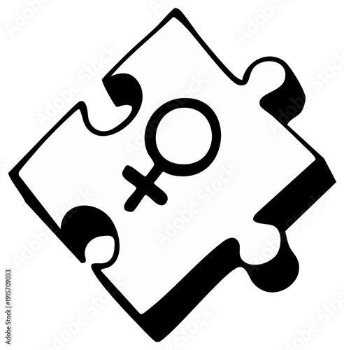 Puzzle Piece with Female Symbol, Gender Equality Concept