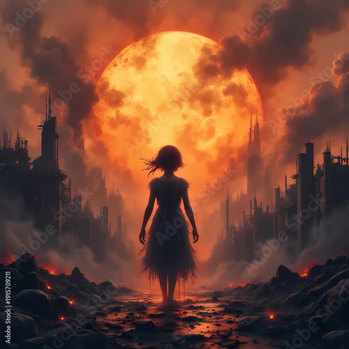 silhouette destroyed war city