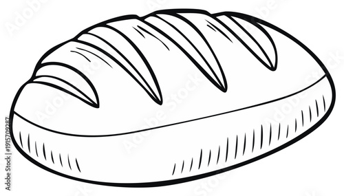 Outline illustration of a loaf of bread, showing the crust and slices.