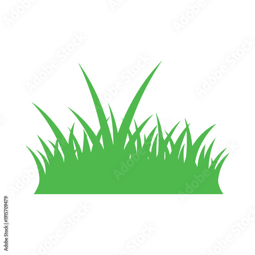 Simple illustration of vibrant green grass blades on a white background