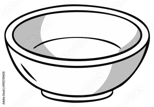 Simple Line Art Bowl With Shading Empty Serving Dish