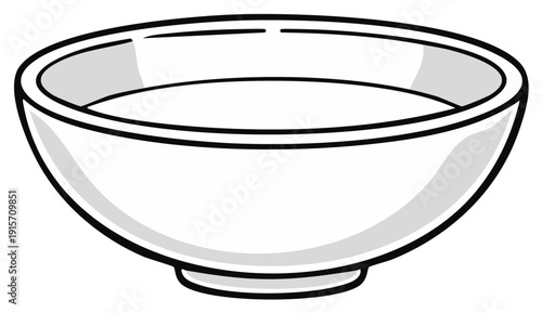 Illustrated white bowl with soft light and bold outline