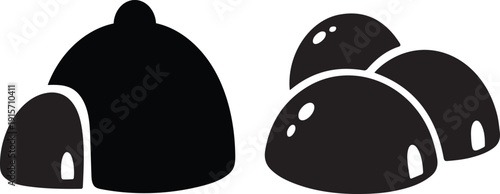 Simple Silhouette Vector Design of a Dome Structure and a Cluster of Spherical Shapes on a Transparent Background