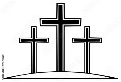 Three Crosses Silhouette Symbolizing Faith Hope Salvation Remembrance Religion Spiritualism
