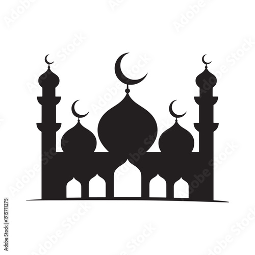 Ramadan kareem mosque muslim silhuoette vector black 