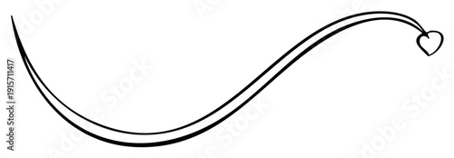 Elegant black heart flourish graphic element on a white background