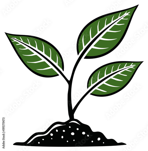 Stylized green seedling growing from fertile soil a symbol of new life and natural growth