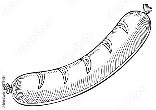 Line drawing of a grilled sausage