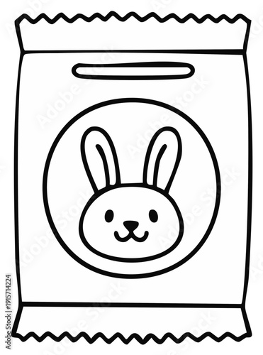 Rabbit Animal Cracker Snack Pack Black and White Illustration for Treat Surprise and Whimsical Goodies