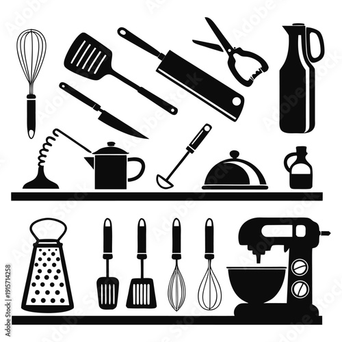 Kitchen Utensils Silhouette Collection