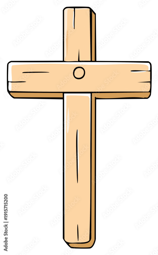 Fototapeta premium Simple Wooden Christian Cross Symbol Isolated on White Background
