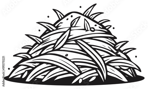 Pile of straw and grass blades illustration