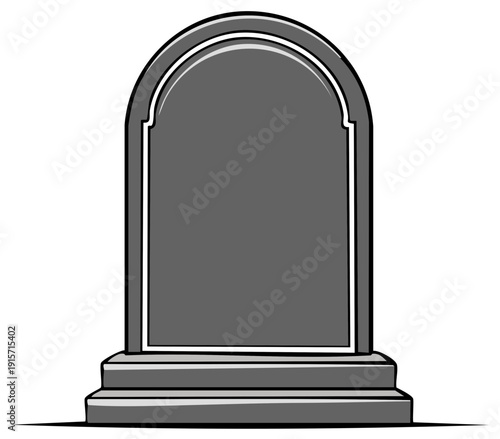 Cartoon Gravestone Simple Arched Headstone Marker Memorial Burial Grave Site Landmark