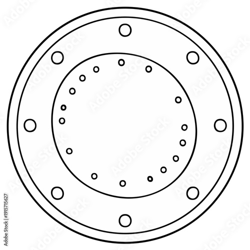 Simple line art illustration of a circular mechanical part like a flange or bearing