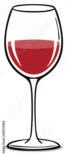 Elegant Red Wine Glass Filled to Perfection Simple Vector Illustration