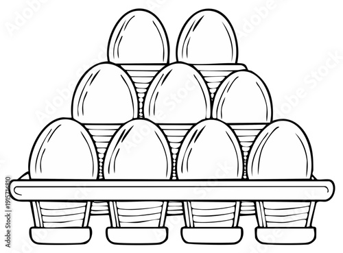 Cartoon drawing of a full egg carton with fresh eggs inside