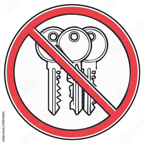 Prohibition of Keys Symbol Illustration Indicates Lockout Policy Security Ban Icon Graphic