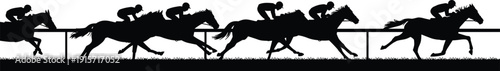 Horse racing silhouette icon set, jockey sport illustration, vector graphic, speed competition symbol, flat vector
