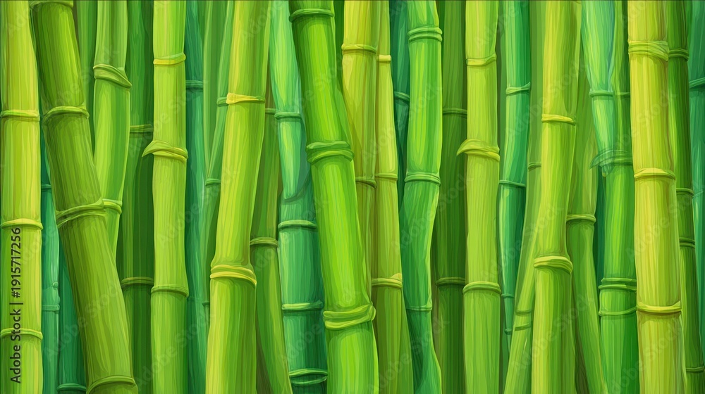 Fototapeta premium Vibrant Green Bamboo Forest Background with Tall Stalks and Lush Foliage Creating a Serene and Natural Atmosphere for Various Design Projects