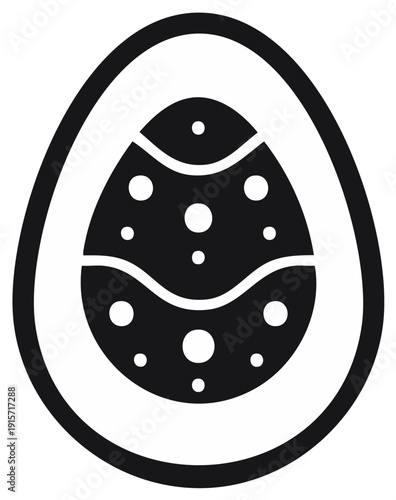 Easter Egg Illustration Simple Black and White Design Decorative Element