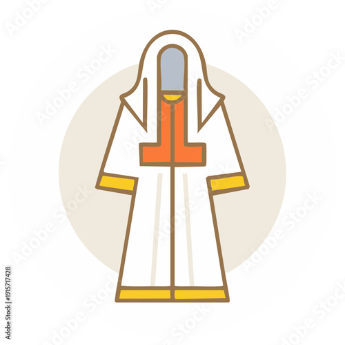 Traditional Middle Eastern Thobe robe with hood and decorative trim